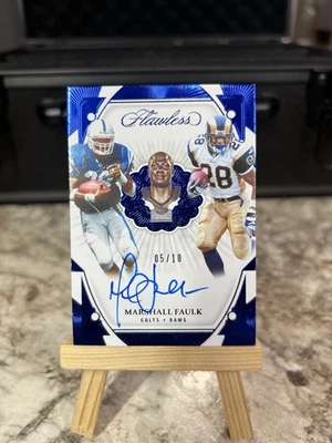 Panini Flawless Marshall Faulk 2024/10 Auto SP Colts Rams progresión profesional Foto 1 de 2
