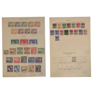 MALDIVE ISLANDS, MALTA, MALAYA VFM & U 2 Sides 40+ Stamps €220 - Image 1 of 3