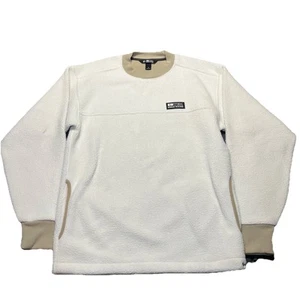 Felpa girocollo vintage Eddie Bauer EBTEK in pile taglia small panna canguro sherpa - Foto 1 di 10