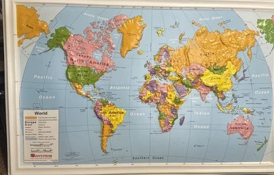 Nystrom Raised Relief World Map 18”x28” - Image 1 of 4
