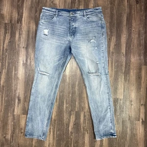 Pantalones de mezclilla Ksubi Chitch azul capa trashed para hombre 40x33 punk ajustados cónicos - Imagen 1 de 13