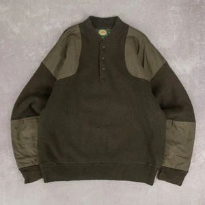 Vintage Lined Button Knitted Jumper XL Wool Men's Green Outdoor - Picture 1 of 7