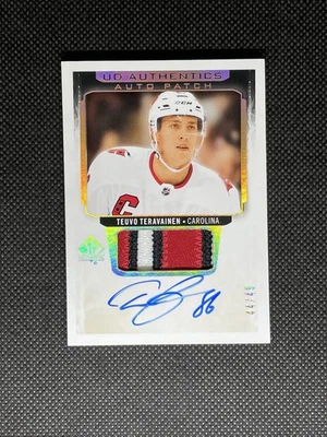 2020-21 UD SP Authentic Teuvo Teravainen Carolina Gold Auto Patch 44/49🔥UDA-TT - Image 1 of 2