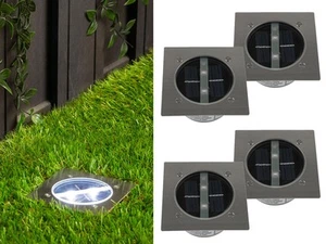 4er SET Ranex Solar LED Bodeneinbaustrahler Außen Edelstahl eckig Bodenleuchte - Bild 1 von 9