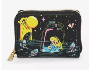 Loungefly Disney Alice im Wunderland Geldbörse Glow In The Dark Zip Around Neu - Bild 1 von 5