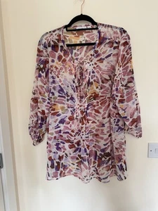 Susan Graver Women's Tunic Blouse Size XL Tie Front - Picture 1 of 7