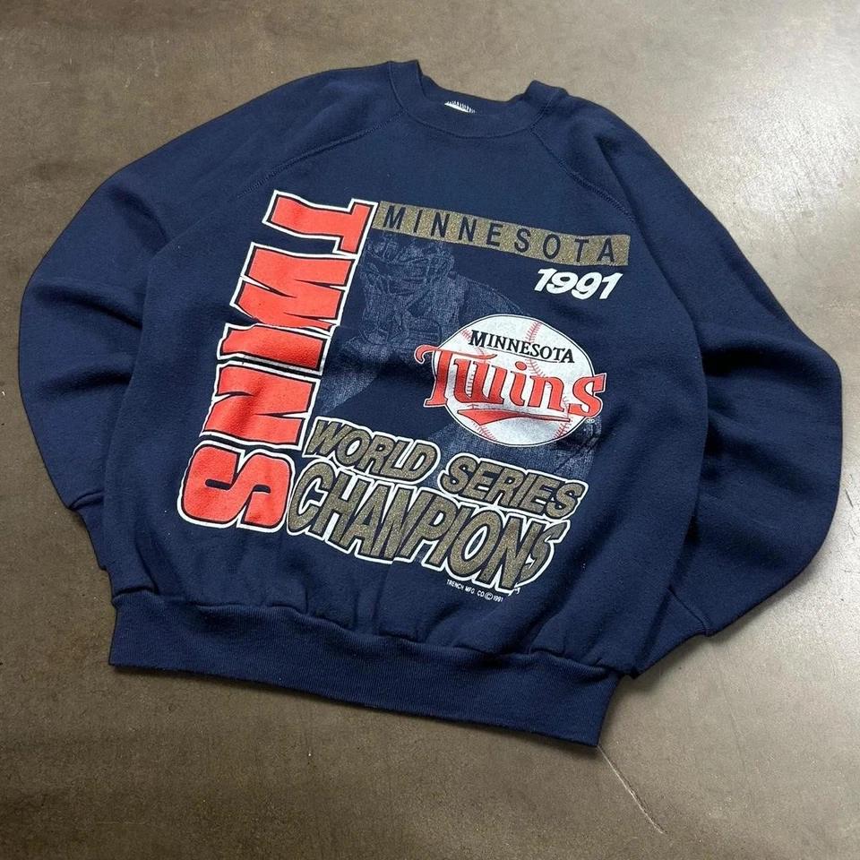 Vintage 1991 Minnesota Twins Baseball World Championship navy sweatshirt VK06065 - Image 1 of 1