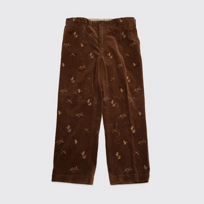 Pantalones de pana Polo Ralph Lauren marrón oscuro ancho bordado pato ballena Foto 1 de 4