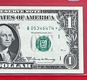 STAR NOTE 1969A $1 DOLLAR BILL ( BOSTON A )  UNCIRCULATED - Picture 1 of 3