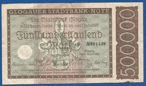 10 145 Notgeld Stadt Glogau (Głogów) 500 000 Mark, 4.8.1923, Serie B - Picture 1 of 2