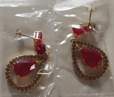 雅芳精美泪珠耳环红色 — 第 1/4 张图片