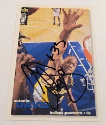 1995-96 Collector's Choice #218 Antonio Davis TTM  Indiana Pacers - Image 1 of 2