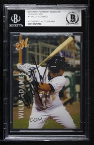 2016 Grandstand Montgomery Biscuits Willy Adames BAS Certified BAS Encased Auto