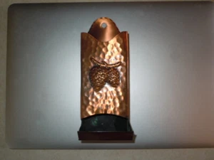 Copper Wall Mounted MATCH STICK HOLDER w/Tinsmith Punch. Vintage 1970's! - Picture 1 of 12