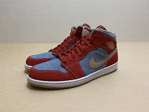 Nike Air Jordan 1 Mid SE Shoes Mens ~ US 9 UK 8 ~ New w/ Box Denim Red Sneakers