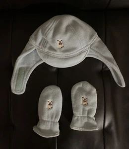 Zarte Zehen Baby Fleece Bär Mütze und Fäustling Set, hellblau, Gr. 6-12 Monate - Bild 1 von 5