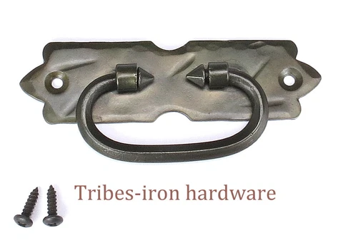 Cabinet Backplate Handle Wrought Iron Drawer Ring Pull Chest Antique Dresser Cover