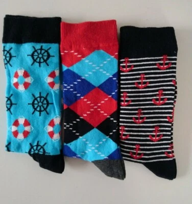 HAPPY SOCKS Pack of 3 pairs Marine design Size 7.5-11.5
