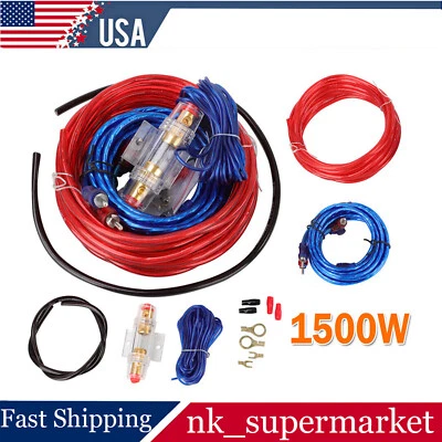 Audio Cable Kit 1500W Amp Amplifier Install RCA Subwoofer Sub Wiring 8 Gauge us