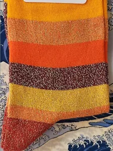 Paul Smith Women Italian Socks Yanika Lurex Stripe Orange J357 1-Size Cotton Mix - Picture 1 of 5