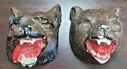 2 Vintage Bear & Wolf Head Boy Cub Scout Plaster Cast Wall Plaque BSA Craft Mold