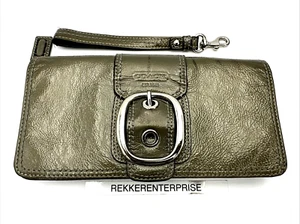 Coach Bleeker Patent Leather Wristlet / Accordion Cellphone Wallet - Olive Green - Picture 1 of 8