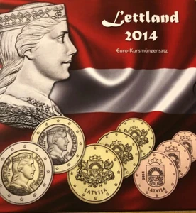 Latvia 8x Coins Set 2014 First Emission New BUNC Milde & Shields Pack Folder - Picture 1 of 6