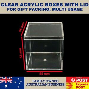 10 x Clear Acrylic Display Box - Perspex Case with Clear Lid - 5.5cm x 5.5cm