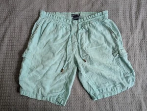Vilebrequin Shorts Men XXL 2XL Blue Green Linen Drawstring Elastic Waist - Picture 1 of 15