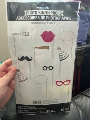 Black & Gold 10ct. Photo Props Party Favor Supply New!!! - Image 1 of 2