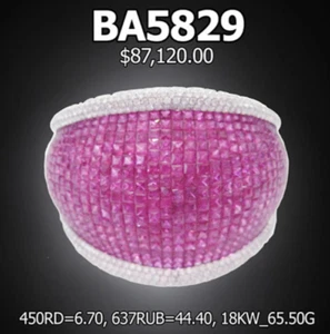 LIQUIDATION!! $87120 RARE MAGNIFICENT 18KT LARGE 51CT RUBY DIAMOND CUFF BANGLE - Picture 1 of 1