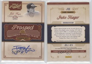 2011 Playoff Prime Cuts Prospect Signatures Century Gold /49 Jake Hager #JH Auto