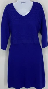 Talbots midi 3/4 Sleeve Midi Sweater V-neck Dress Royal Blue Women’s MP - Picture 1 of 4