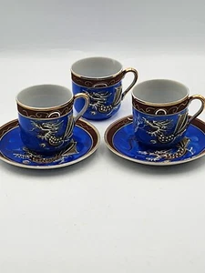 VTG. Set Of 3. DRAGONWARE MORIAGE DEMITASSE CUP & SAUCER DRAGON LITHOPHANE JAPAN - Picture 1 of 16