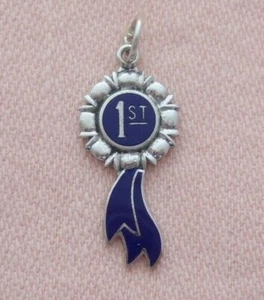 Dije vintage Danecraft 1er LUGAR PREMIO CINTA AZUL ESMALTE PLATA ESTERLINA - Imagen 1 de 2