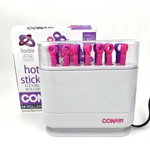 CONAIR Hot Sticks Hair Setter 14 Flexible Rollers Curlers Spiral IN BOX TESTED - Picture 1 of 7