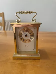 Hermle Quartz Gold Tone Carriage Mantel Clock West Germany Working - Picture 1 of 9