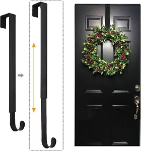 Wreath Hanger Adjustable Over The Door Wreath Hanger from 14.9 to 25 Black - Picture 1 of 3