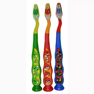 Angry Birds 3 PCS Child Toothbrushes Set Suction Cup Bottom & Tongue Cleaner New - Picture 1 of 7