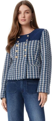 Sam Edelman женщин Фиона Blazer синий твид золотой кнопка карьера Twee опрятный маленький - Изображение 1 из 4