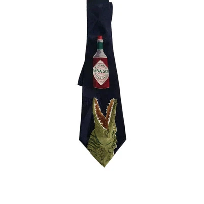 Corbata de cocodrilo Tabasco para hombre 100 % seda 57” salsa caliente cocodrilo  Foto 1 de 4