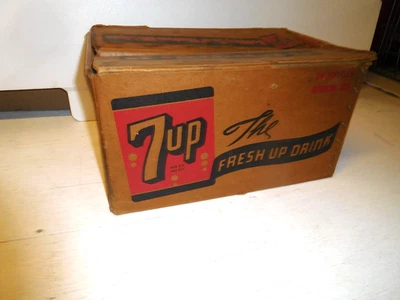 Vintage Brooks 7-Up "The Fresh Up Drink" Cardboard Case Crate - Image 1 of 4