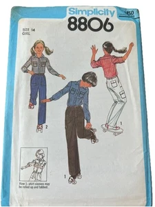 Vtg Simplicity Pattern 8806 Girls Cargo Pants Top Tab Sleeve Youth 14 UNCUT '78 - Picture 1 of 2