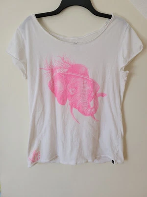 DC Shoes Mujer Top Blanco Con Elefante Rosa Excéntrico Foto 1 de 4