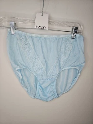 复古 Van Raalte 尼龙蓝色内裤蕾丝细节尺寸 6 — 第 1/4 张图片
