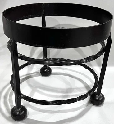 Suporte para vaso de plantas de jardim pés bola de metal preto 9 3/8"L x 9"H raro 1 peça - Imagem 1 de 4