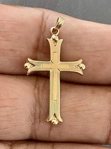 14KT Yellow Gold Cross Pendant (H44) - Picture 1 of 7