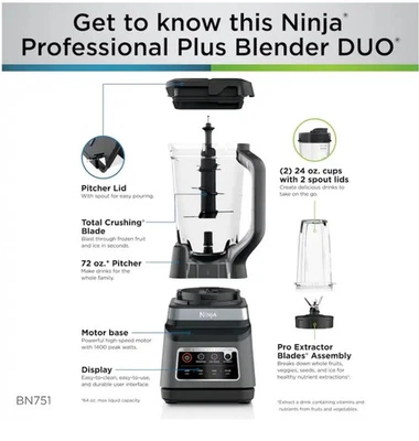 Licuadora Ninja Professional Plus Duo con Auto-IQ - *¡TOTALMENTE NUEVA!* Foto 1 de 4