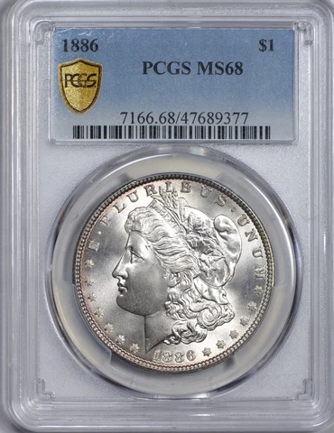 1886 Morgan Silver Dollar PCGS MS68 - Blast White & Satiny - RARE in MS68 Cover