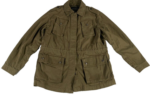VETEMENTS Banana Republic giacca donna XS verde utilità militare 100% cotone tasche